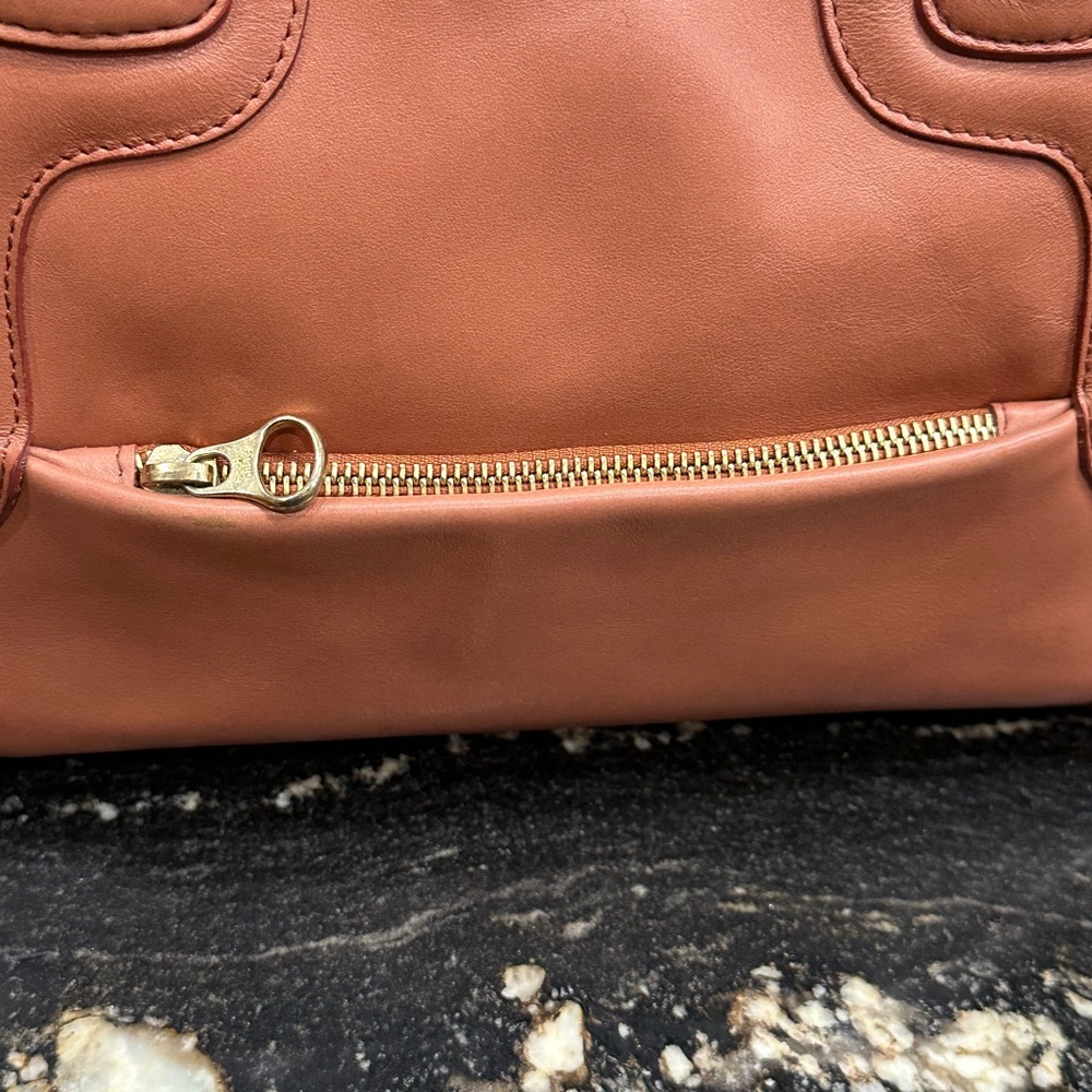 See by chole Coral Pink Leather-Style Satchel with Scarf Accent - Picture 16 of 16